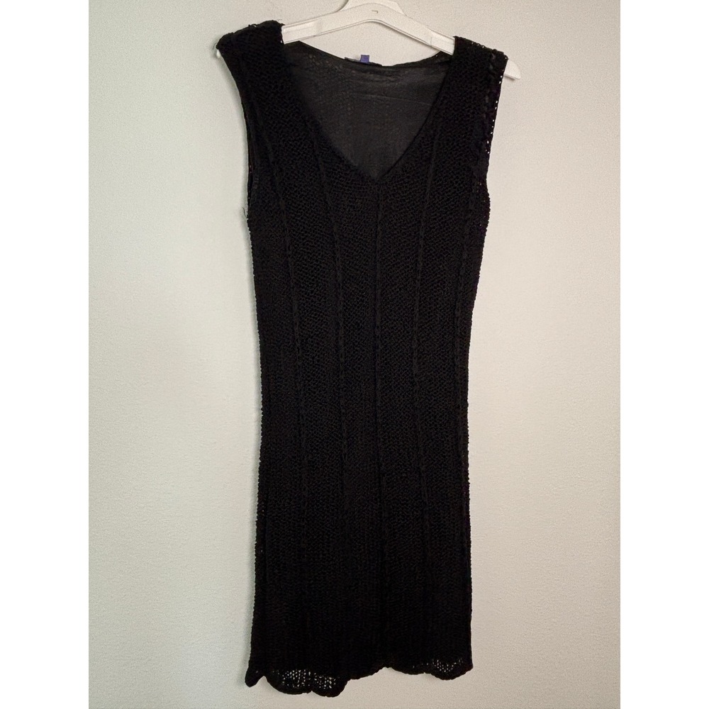 Vivienne Tam Black Knit V-Neck Sleeveless‎ Midi Dress Petite Medium PM Lined